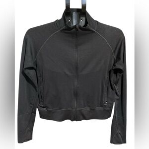 lululemon athletica Jet Black Zip-Up Crop Top Kong Sleeve